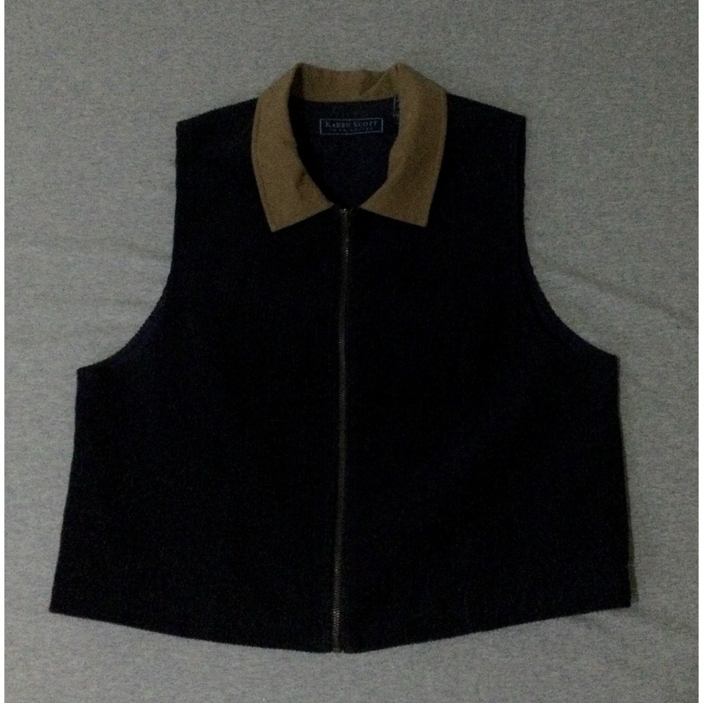 vintage Karen Scott  Corduroy Vest zip down purple cotton sz XL